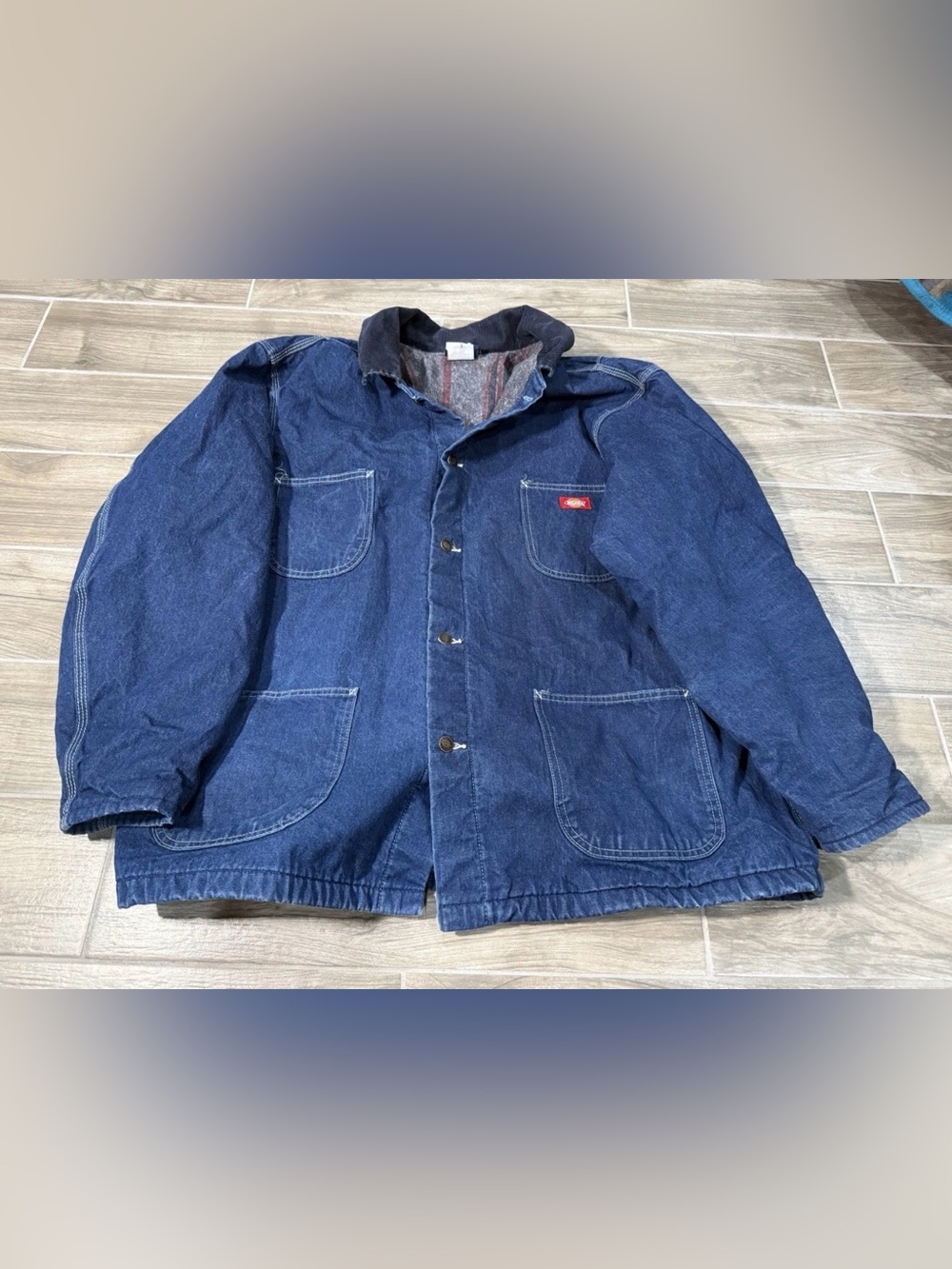 Vintage Dickies Mens Blanket Lined Denim Chore Barn Jacket Coat 90s XXLarge